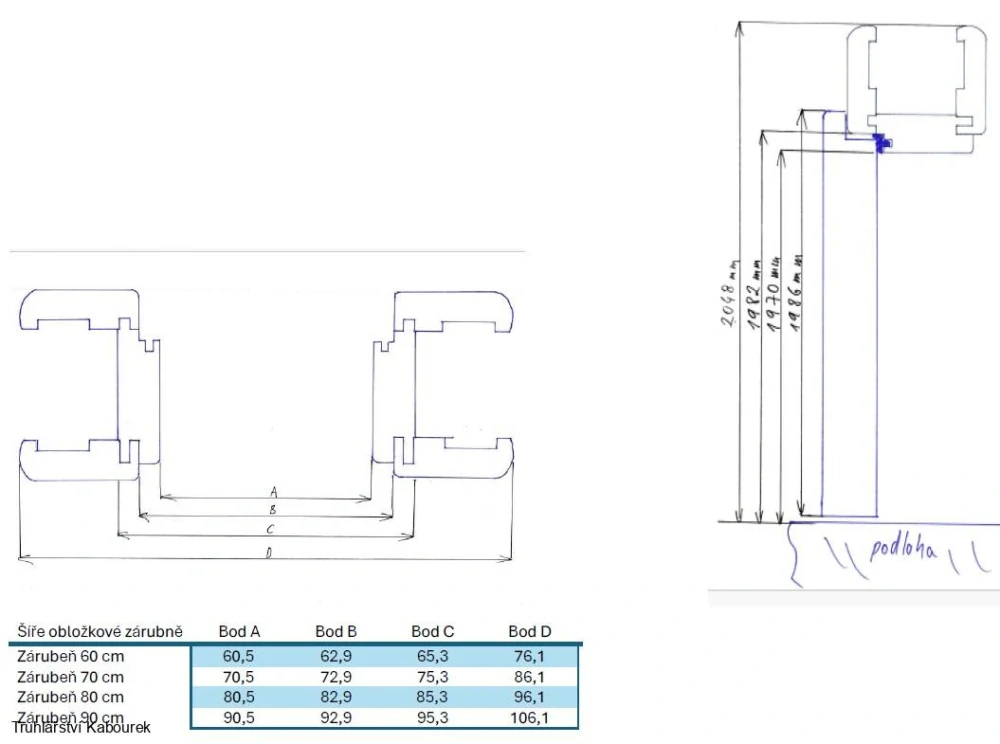 Zárubeň obložková modřínová 8 cm
